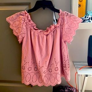 Dusty rose colored off the shoulder top